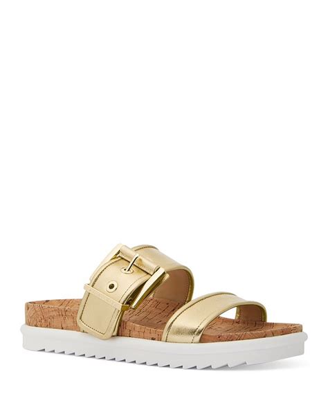 michael kors slide sandals gold|Michael Kors slides on sale.